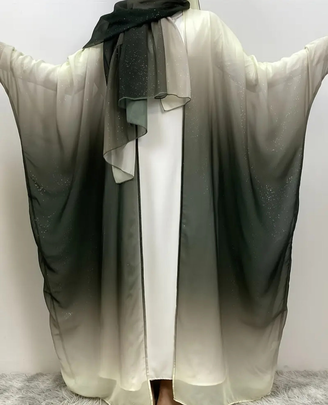 Chiffon Robe/Abaya mit Schal