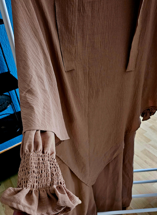 Braune Abaya mit Khimar 2 Lagig